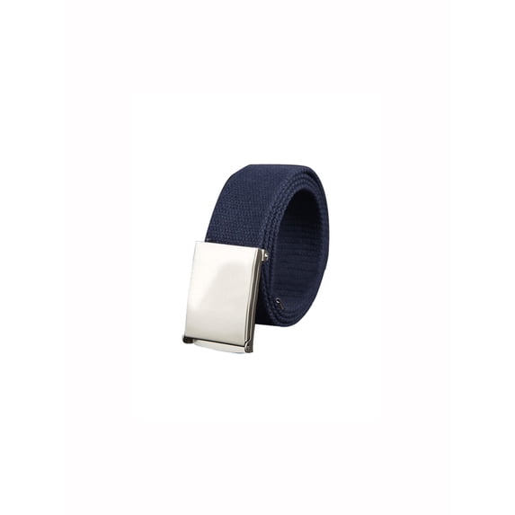 INSPIRE CHIC Unisex Canvas No Holes Slide Buckle Adjustable Waist Belt Silver Buckle-Navy Blue