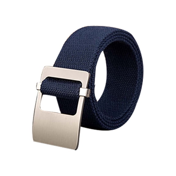 INSPIRE CHIC Unisex Canvas Web Belt with Metal Slide Buckle Width 1 1/2" Navy Blue - Flat Buckle