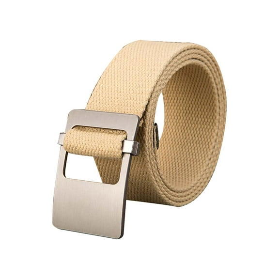 INSPIRE CHIC Unisex Canvas Web Belt with Metal Slide Buckle Width 1 1/2" Khaki - Flat Buckle