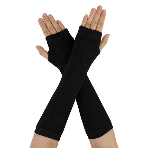 INSPIRE CHIC Unisex Classic Fashion Stretch Fingerless Arm Warmers Oversleeve Gloves Black One Size