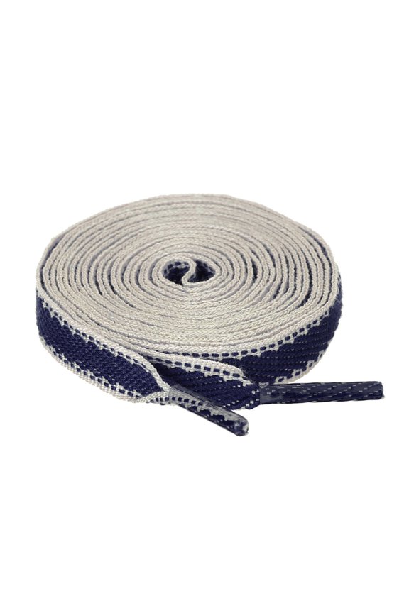 Unisex Color Block Stripe Canvas Flat Shoelace for Sneakers Blue White 120cm/47.24"