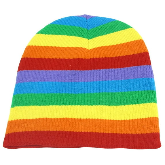 INSPIRE CHIC Unisex Colorful Striped Stretchy Knit Warm Beanie Snowboarding Hat