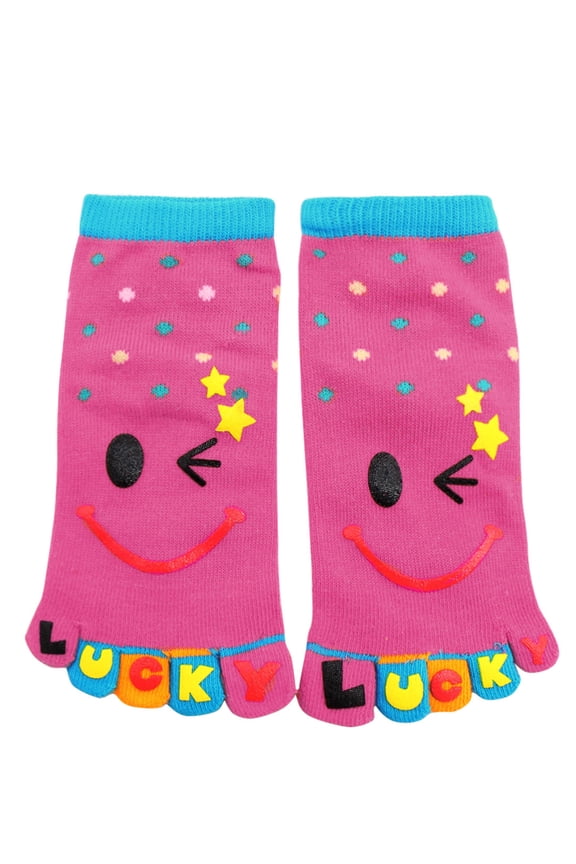 Unisex Dots Pattern Elastic Cuffs Ankle Length Toe Socks Red