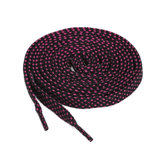 INSPIRE CHIC Unisex Double Layer Flat Hollow Shoelaces for Sneaker 120 cm/47.2" Black-Fuchsia