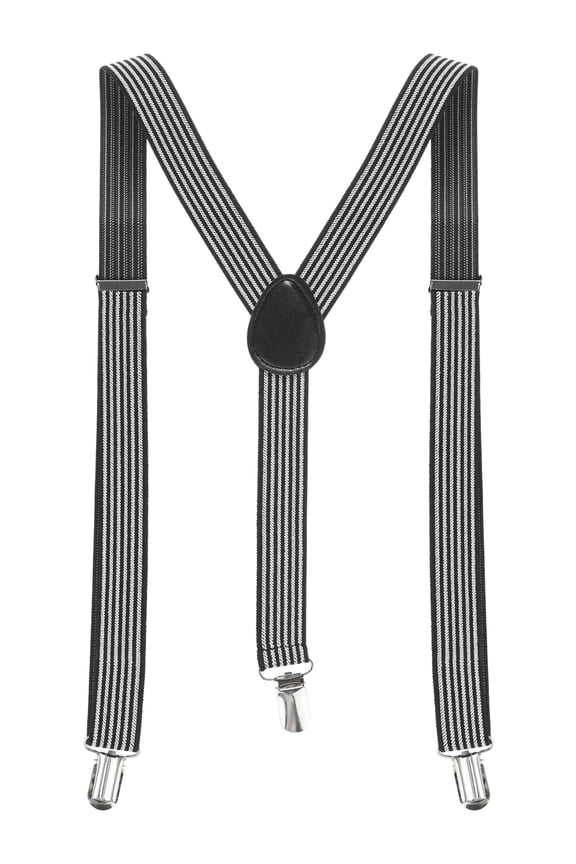 Unisex Elastic Y Shape Adjustable Printed Suspenders Black 79 x 2.5cm/31 1/8 x 1 inches