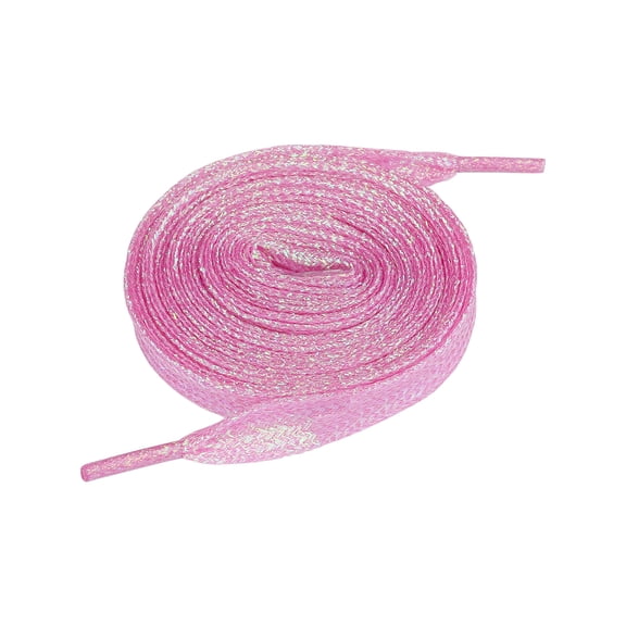 INSPIRE CHIC Unisex Halloween Shimmer Flat Shoelaces Sneakers Sparkling Shiny Shoes Strings 130cm/51.18" Rose Red