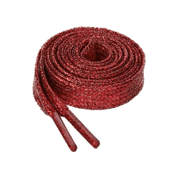 INSPIRE CHIC Unisex Glitter Shiny Metallic Sparkling Flat Sneakers Shoelace 130cm/51.18" Red