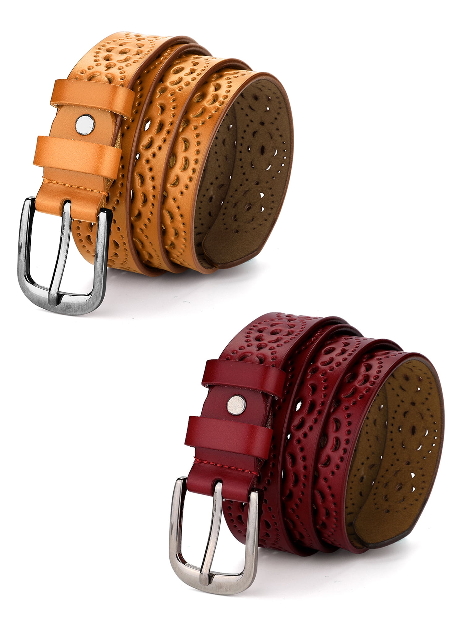 Women\'s Hollow Flower Genuine Leather Belt Jeans Pants Wide Belt For Ladies Women main image 2