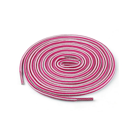 INSPIRE CHIC Unisex Round Rope Dual Colored Striped 1/5 Thick Boot Shoelace 3 Pairs 120cm / 47.24" White Fuchsia
