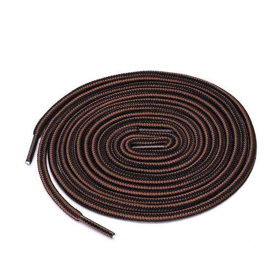 INSPIRE CHIC Unisex Round Rope Dual Colored Striped 1/5 Thick Boot Shoelace 3 Pairs 150cm / 59.05" Red Brown Black