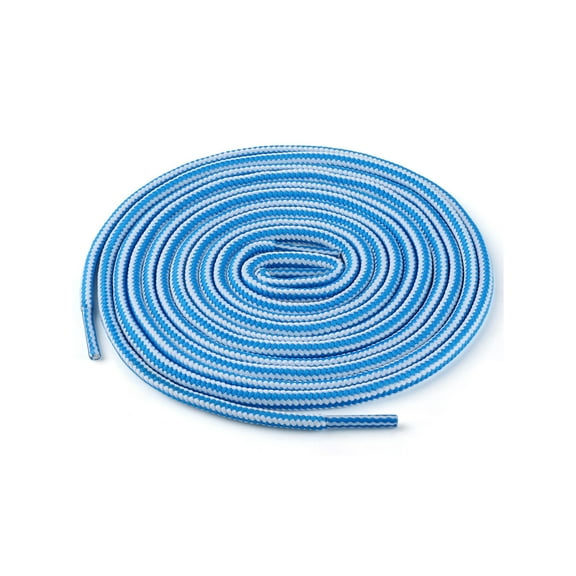 INSPIRE CHIC Unisex Round Rope Dual Colored Striped 1/5 Thick Boot Shoelace 3 Pairs 150cm / 59.05" White Blue