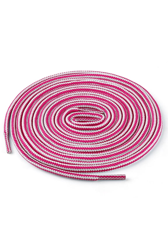 Unisex Round Rope Dual Colored Striped 1/5 Thick Boot Shoelace 3 Pairs 70cm / 27.55" White Fuchsia