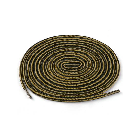 INSPIRE CHIC Unisex Round Rope Dual Colored Striped 1/5 Thick Boot Shoelace 3 Pairs 90cm / 35.43" Dark Yellow Black