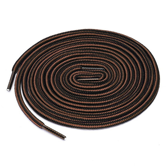 INSPIRE CHIC Unisex Round Rope Dual Colored Striped 1/5 Thick Boot Shoelace 3 Pairs 90cm / 35.43" Red Brown Black