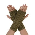 thumbnail image 1 of INSPIRE CHIC Unisex Stretchy Elastic Thumbhole Knitted Fingerless Gloves Brown One Size, 1 of 6