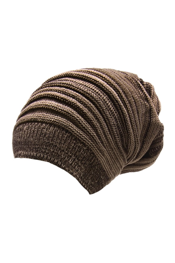 Unisex Triangle Rectangle Pattern Stretchy Knitted Beanie Hat One Size Khaki