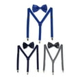 thumbnail image 1 of INSPIRE CHIC Unisex Y Shape Elastic Shoulder Strap Adjustable Bow Tie Suspender Set Sapphire+Dark Blue+Grey Height below 5.3 feet, 1 of 7