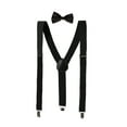 thumbnail image 1 of INSPIRE CHIC Unisex Y Shape Elastic Shoulder Strap Adjustable Bow Tie Suspender Set Black Height below 5.3 feet, 1 of 7
