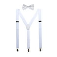 thumbnail image 1 of INSPIRE CHIC Unisex Y Shape Elastic Shoulder Strap Adjustable Bow Tie Suspender Set White Height below 5.3 feet, 1 of 7