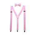 thumbnail image 1 of INSPIRE CHIC Unisex Y Shape Elastic Shoulder Strap Adjustable Bow Tie Suspender Set Pink Height below 5.3 feet, 1 of 7