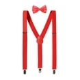 thumbnail image 1 of INSPIRE CHIC Unisex Y Shape Elastic Shoulder Strap Adjustable Bow Tie Suspender Set Red Height below 5.3 feet, 1 of 7