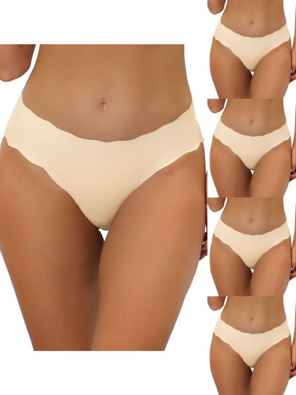 Unlined Panties for Women No Show Invisible Brief 5 Packs