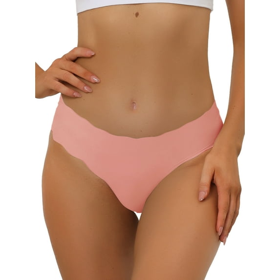 INSPIRE CHIC Unlined Panties for Women No Show Stretch Solid Underwear Invisible Brief XL Mid Pink