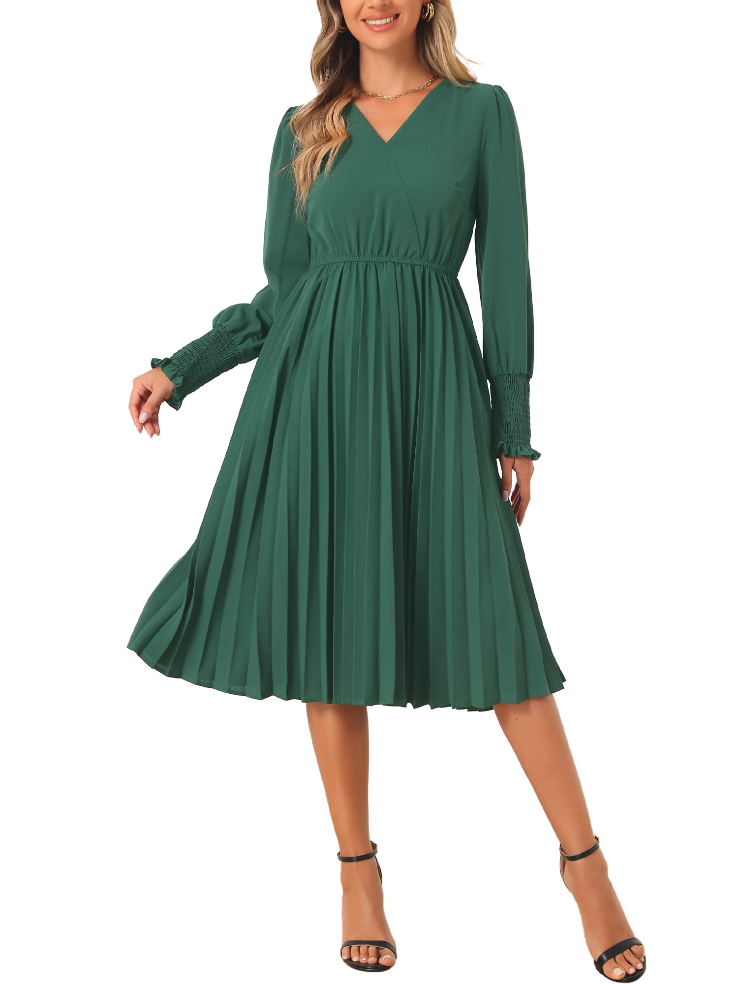 Women's Elegant Plaid Pattern Cozy V-Neck Dress main image 1
