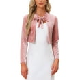 thumbnail image 1 of INSPIRE CHIC Velvet Crop Shrug for Women's Tie Front Long Sleeve Elegant Cocktail Bolero, 1 of 5