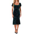 thumbnail image 1 of INSPIRE CHIC Velvet Floral Dress for Women's Puff Sleeve Semi Formal Wedding Guest Dresses XS Green, 1 of 6