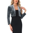 thumbnail image 1 of INSPIRE CHIC Velvet Shrugs for Women's Long Sleeve Open Front Cardigan Cropped Bolero Jacket L Grey, 1 of 6