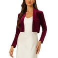 thumbnail image 1 of INSPIRE CHIC Velvet Shrugs for Women's Long Sleeve Open Front Cardigan Cropped Bolero Jacket XL Dark Red, 1 of 6