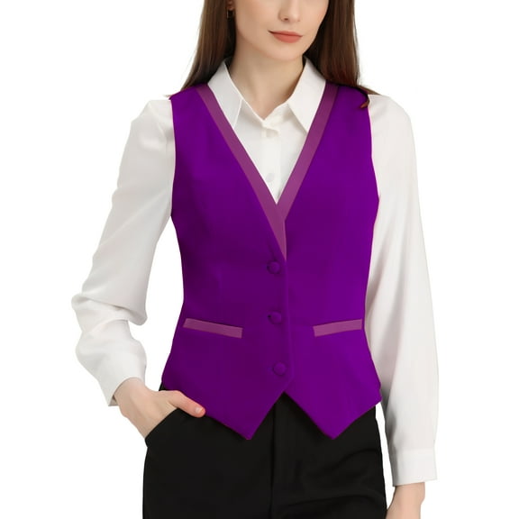 INSPIRE CHIC Velvet Suit Waistcoat for Women's Retro Sleeveless Steampunk Blazer Dressy Vest XS Purple