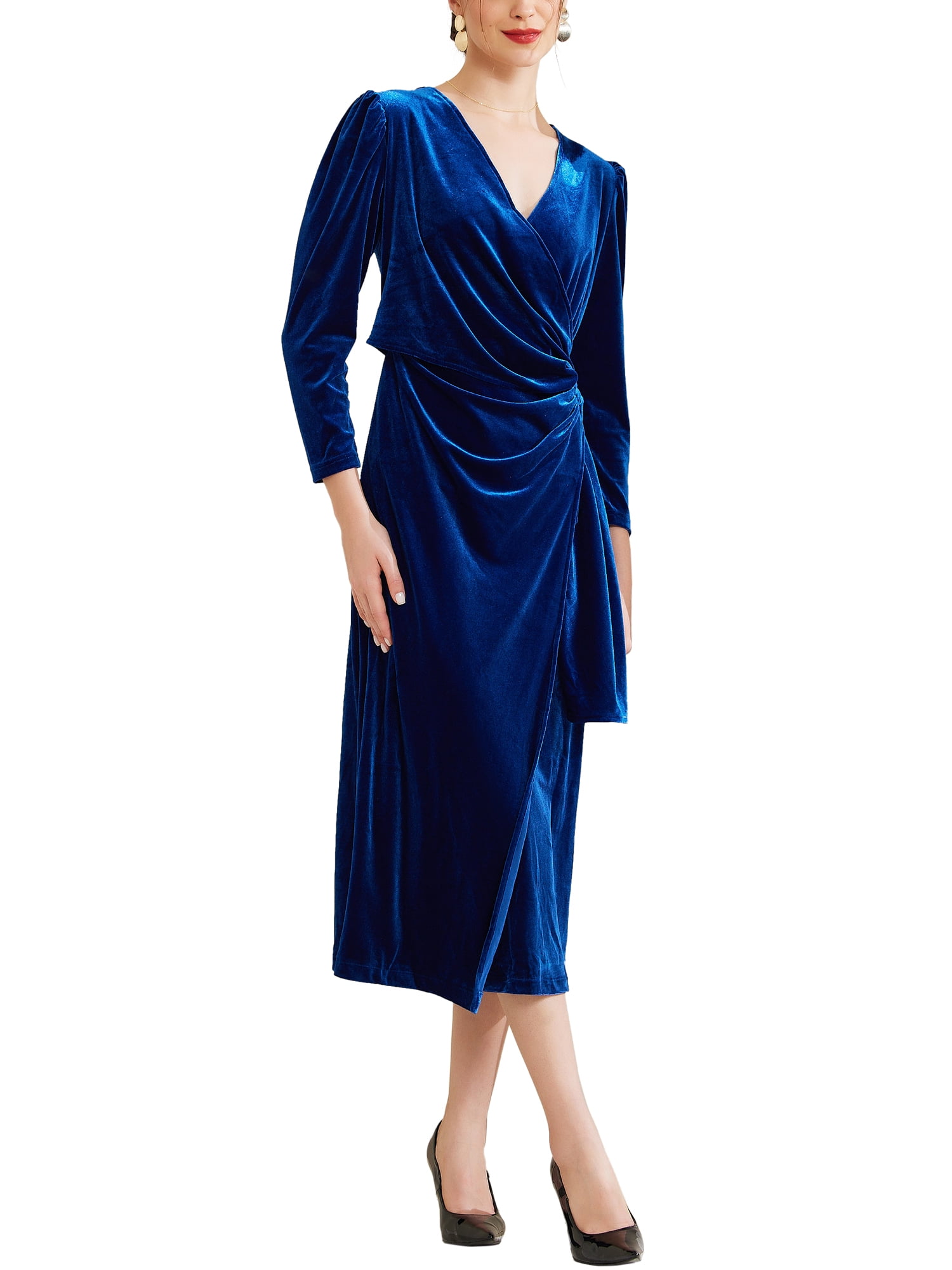 chinese dress ladies Teal Velvet Wrap Dress | Evening Formal