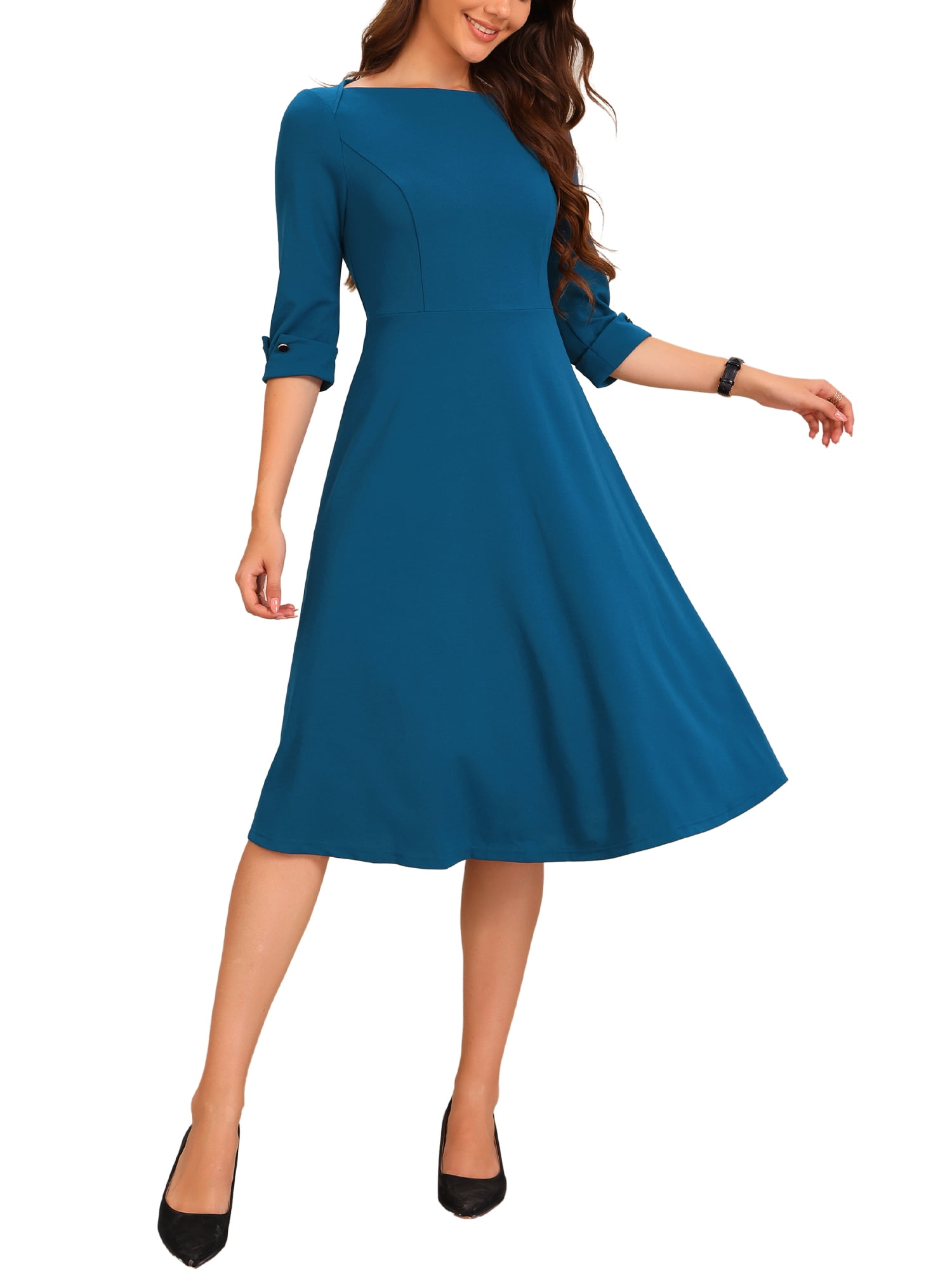 INSPIRE CHIC Vintage 3/4 Sleeve Dress for Women's Elegant