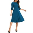 thumbnail image 1 of INSPIRE CHIC Vintage 3/4 Sleeve Dress for Women's Elegant Boat Neck Wear to Work Dress Trendy XS Lake Blue, 1 of 6