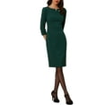 thumbnail image 1 of INSPIRE CHIC Women's Vintage Dress 3/4 Sleeve Wear-to-Work Sheath Dresses XS Green, 1 of 6
