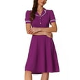 thumbnail image 1 of INSPIRE CHIC Vintage Midi Dress for Women's 2024 Work Peter Pan Collar Dresses XS Purple, 1 of 6