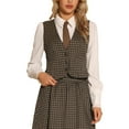 thumbnail image 1 of INSPIRE CHIC Vintage Plaid Vest for Women's V Neck Single Breasted Sleeveless Racerback Waistcoat XS Brown, 1 of 6