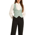 thumbnail image 1 of INSPIRE CHIC Vintage Vest for Women's Button Up Jacquard Steampunk Suit Waistcoat with Pockets S Light Green, 1 of 6