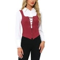 thumbnail image 1 of INSPIRE CHIC Vintage Vest for Women's Lace Zipper Up Cropped Jacket Wide Strap Sleeveless Waistcoat Vests M Burgundy, 1 of 6