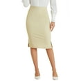 thumbnail image 1 of INSPIRE CHIC Women's Pencil Skirt High Waist Split Hem Invisible Zipper Work Skirt L Light Khaki, 1 of 6