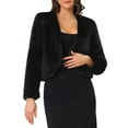 thumbnail image 1 of INSPIRE CHIC Winter Bolero for Women's Open Front Faux Fur Bolero Shrug M Black, 1 of 6