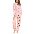 thumbnail image 1 of INSPIRE CHIC Women's Winter Flannel Pajama Sets Long Sleeve Loungewear M Strawberry Printed Pink, 1 of 8