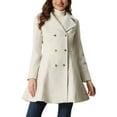 thumbnail image 1 of INSPIRE CHIC Winter Long Coat for Women's Lapel Collar Double Breast Coats XS Cream White, 1 of 6