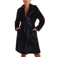 thumbnail image 1 of INSPIRE CHIC Winter Warm Long Coat for Women's Belted Lapel Open Front Faux Fur Fluffy Coats XS Black, 1 of 6