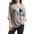 thumbnail image 1 of Allegra K Woman's Drop Shoulder 3/4 Sleeves Horse Print Loose Tops, 1 of 6