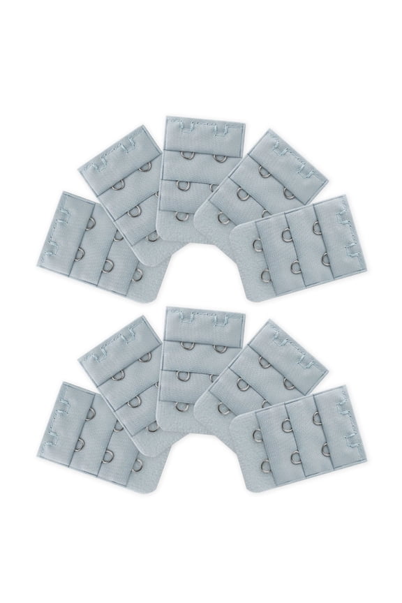 Women's 3 Rows 2 Hooks Underwear Bra Extender Brassiere Extension Hooks Strap Adapter Light Gray 10