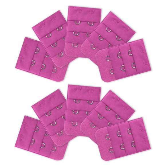 INSPIRE CHIC Women's 3 Rows 2 Hooks Underwear Bra Extender Brassiere Extension Hooks Strap Adapter Pink 10