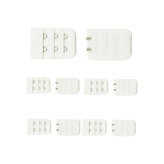 INSPIRE CHIC Women's 3 Rows 2 Hooks Underwear Bra Extender Brassiere Extension Hooks Strap Adapter White 10